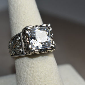 Silpada "Uptown" Ring Cubic Zirconia Filigree